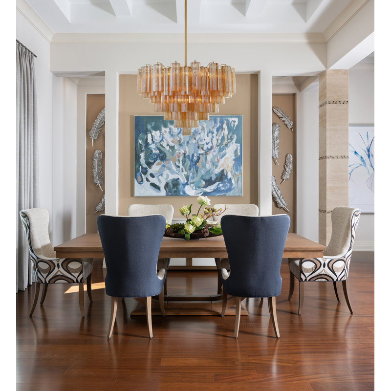 Dimmable Tiered Chandelier, Aged Brass, Yellow, 21.5" H x 32" W x 32" D