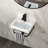 17"X14"X6.25" Wall-Mounted Rectangular Ceramic Bathroom Sink With Black Towel Bar & Overflow, Faucet