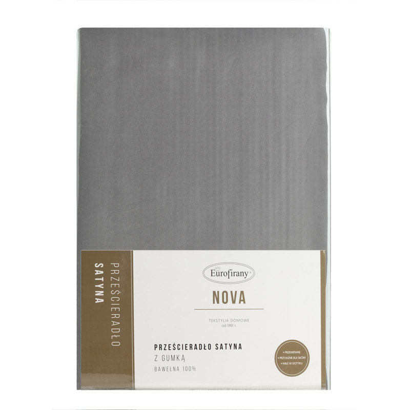 Satin Fitted Sheet, 200cm W x 220cm L, Grey