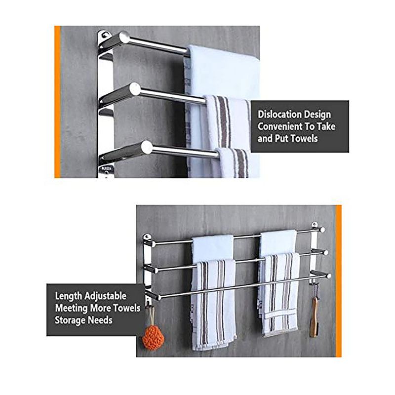 Caraleigh 3 Wall Mounted Required Towel Rack