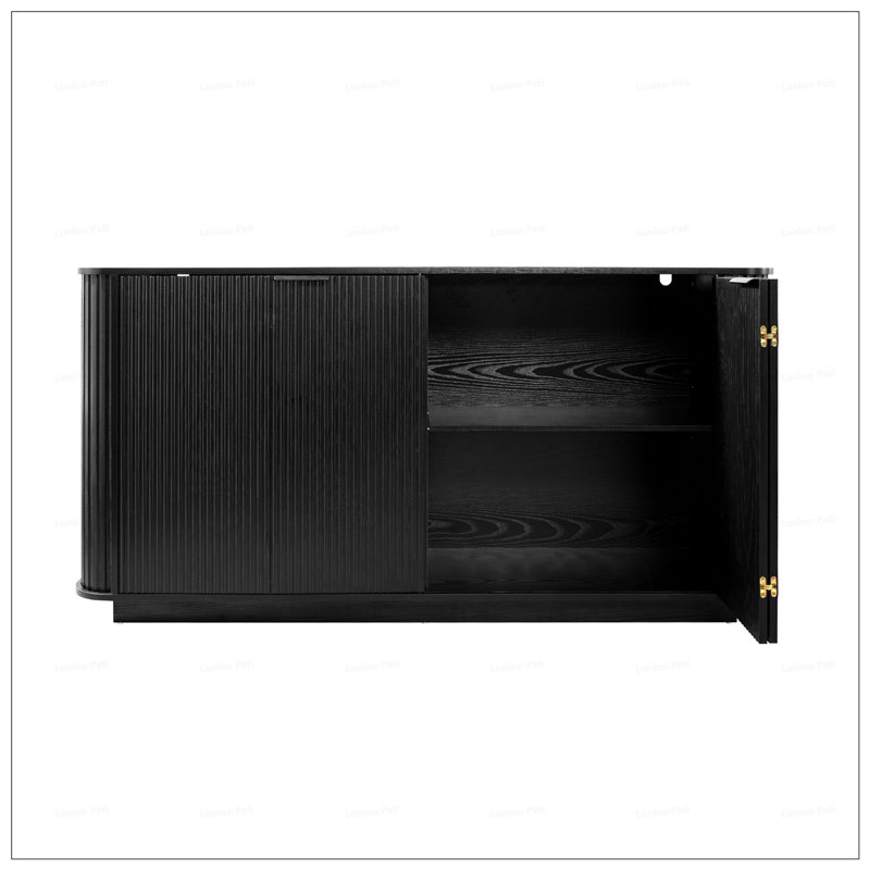 Buffet à double porte avec tablettes réglables, Wavy Storage, Noir