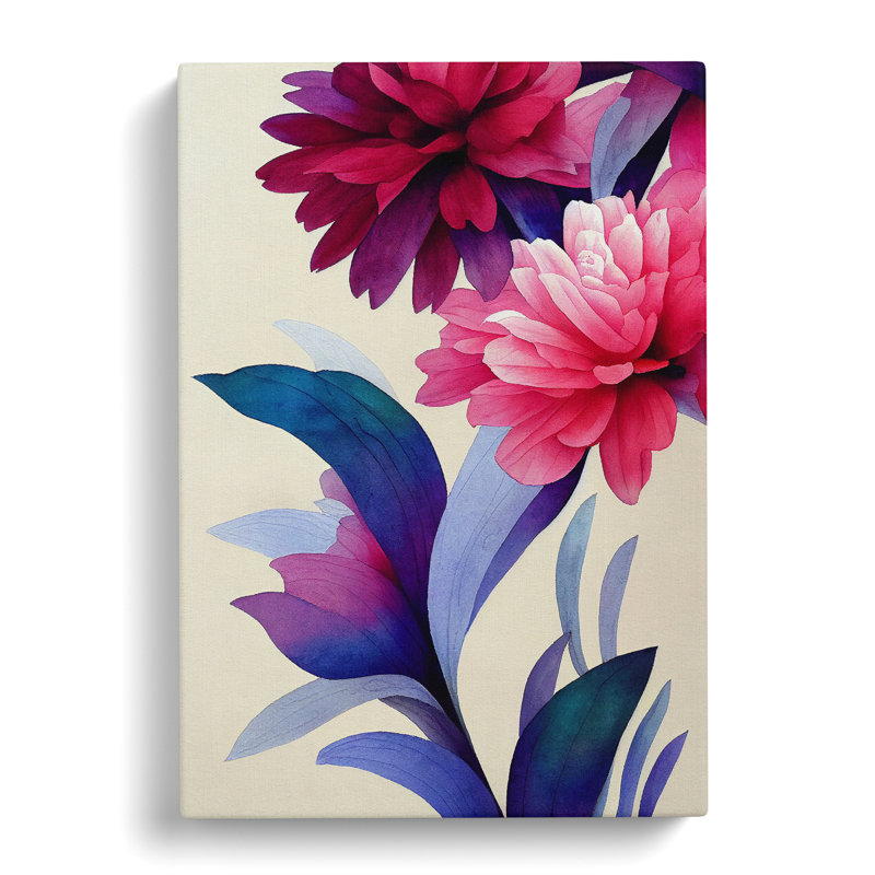 Flowers Watercolour No.1 - Wrapped Canvas Print, 50cm H x 35cm W x 3cm D