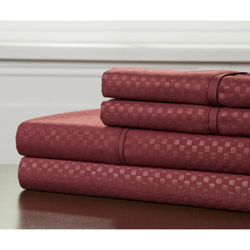 Ensemble de draps 4 pièces, Bourgogne, Ensemble de draps pour grand lit + 1 drap-housse +