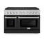 ZLINE 48 in. 6.7 cu. ft. Paramount Dual Fuel Range W/ 8 Burner DuoPro Cooktop and Dual Ovens in Satin Stainless Steel W/ Black Matte Doors