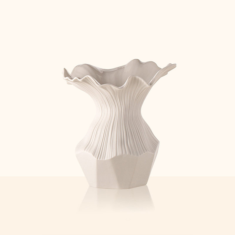 Vase de table blanc en céramique, H 9,65 po x L 9,45 po x l 9,45 po