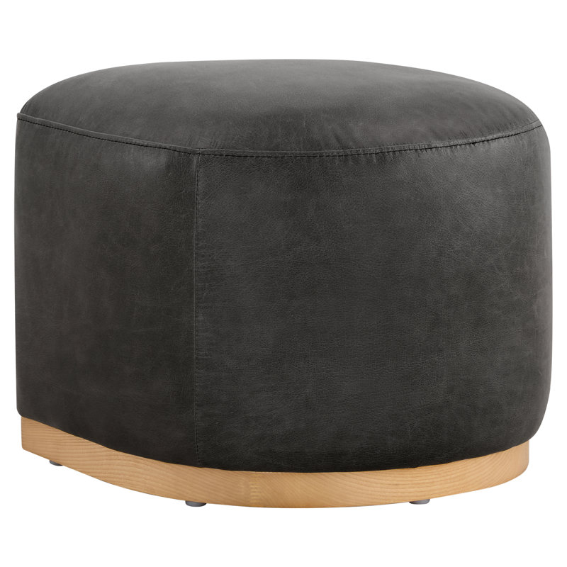 Repose-pieds en cuir véritable Bobbi, Noir