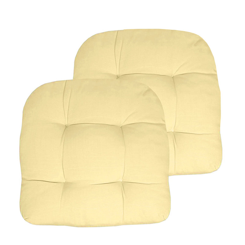 Coussins de siège de patio rembourrés et rembourrés de fibres de qualité supérieure avec coussins d'assise rembourrés de fibres de qualité supérieure de qualité supérieure de 19 po x 19 po x 4 po, paquet de 2, couleur jaune