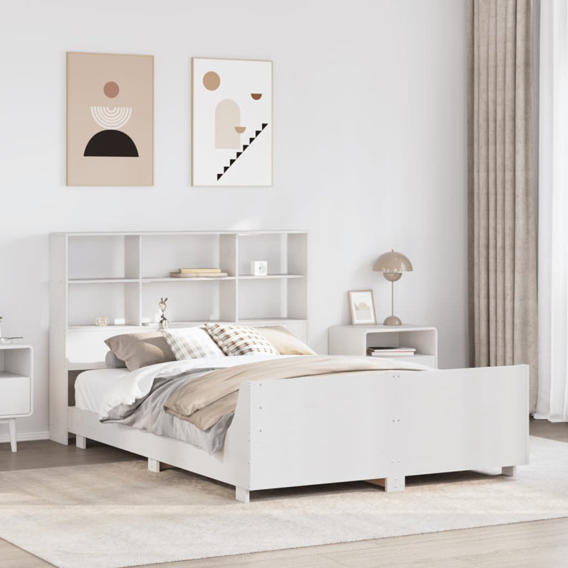 65-32 Solid Wood Bed, 160 x 200 cm, White
