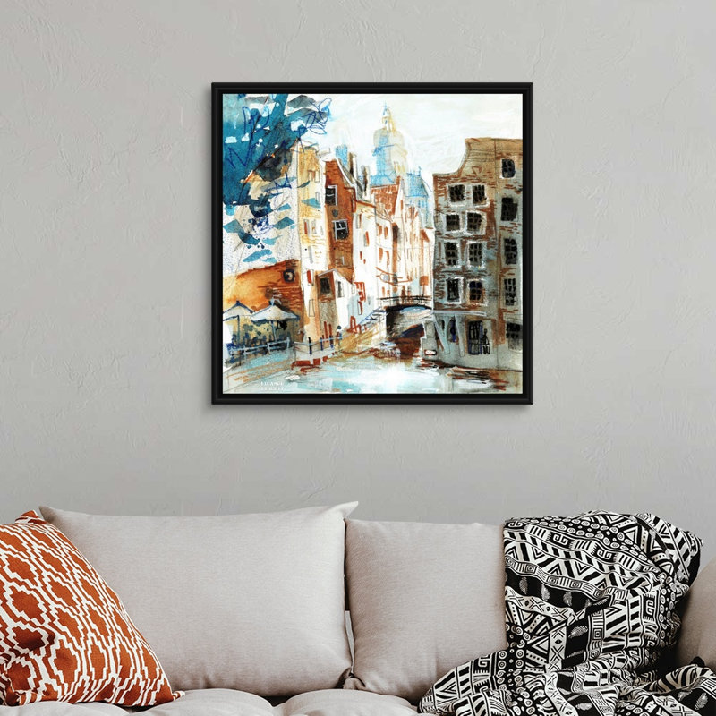 Amsterdam-Armbrug par Eleanor Doughty-reproduction d’art sur toile, Cadre noir, H 32 po x l 32 po x P 1,75 po