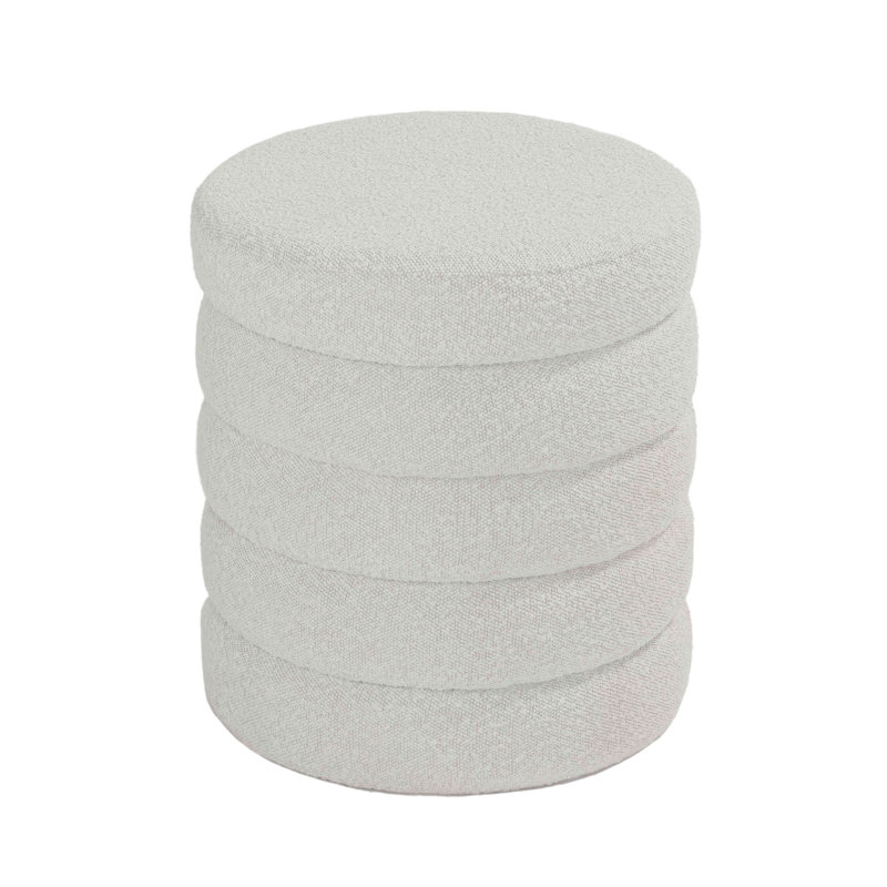 Repose-pieds cylindrique avec rangement, gris clair