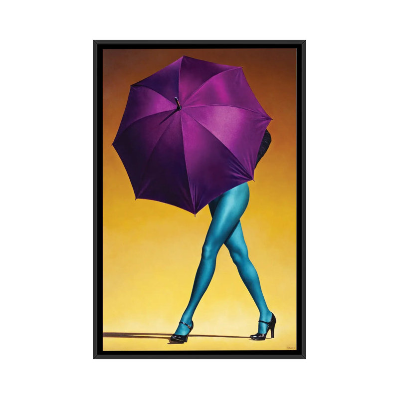 Purple Umbrella by Paul Kelley - Print on Canvas, 66.04 cm H x 45.72 cm W, Black Framed Canvas