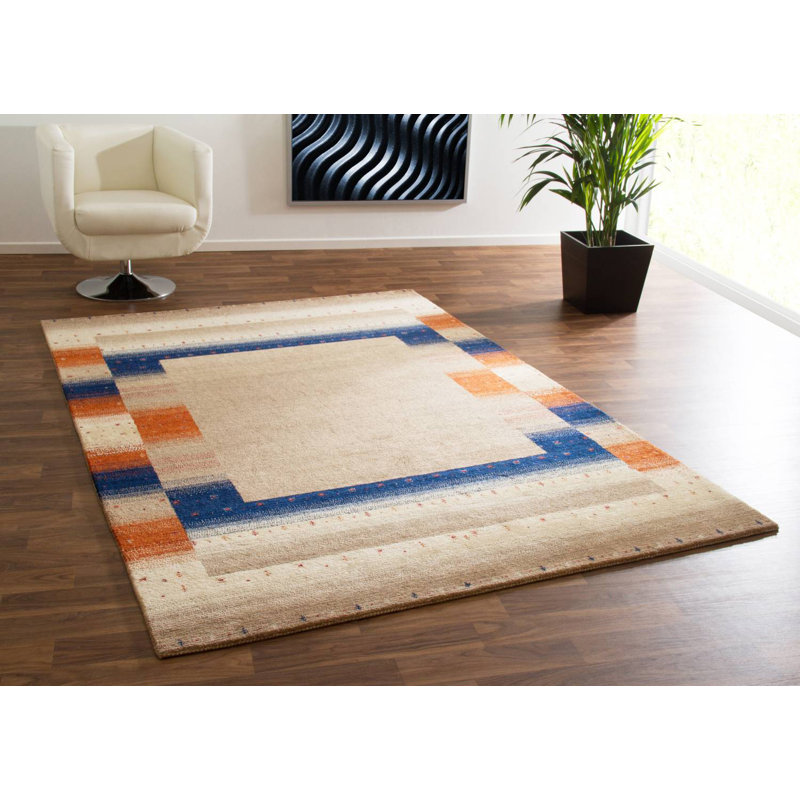 Ryne Geometric Wool Area Rug, Rectangular 80 x 120cm