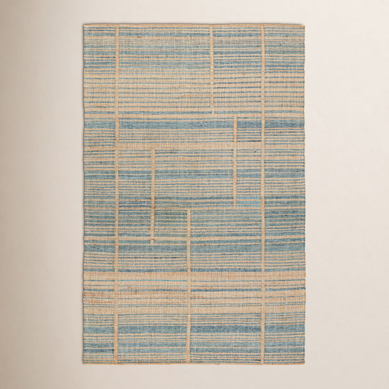Zoya Striped Area Rug in Brown/Blue, Rectangle 2' x 3'