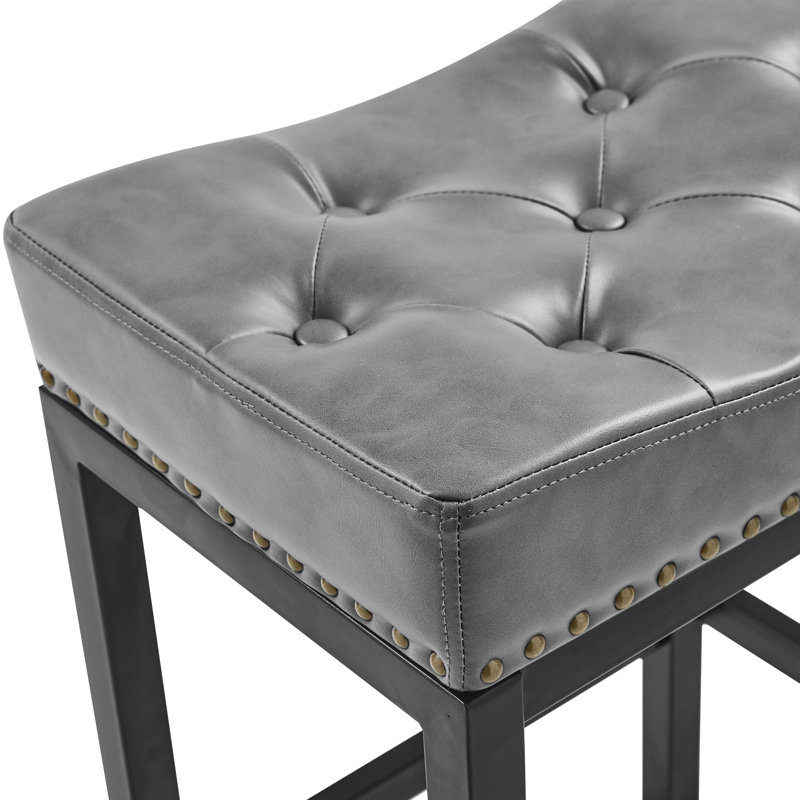 Tabouret de comptoir court 24 po Musson, Noir, Gris foncé