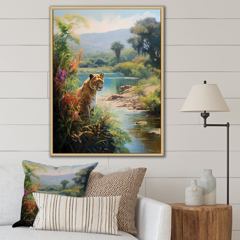 Green Panther Impressionist Retreat sur toile, H 40 po x l 30 po x P 1,5 po, Cadre naturel flottant