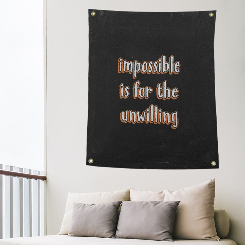 Tapisserie tableau noir quote not impossible quot, H 36 po x l 26 po, Orange