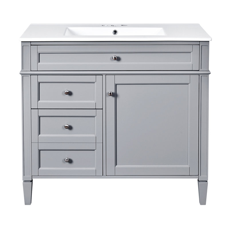 36'' Bathroom Vanity With Top Sink, Argent argent, Gris