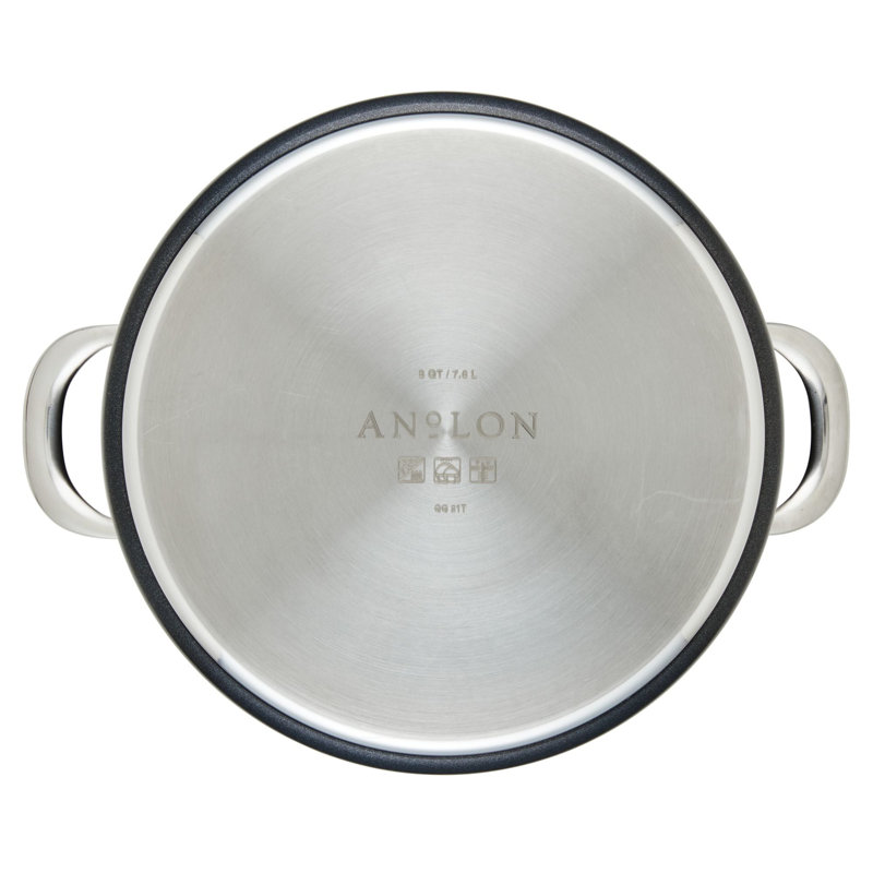 Anolon X Hybrid Nonstick Cookware Induction Pots and Pans Set, 7 Piece, Dark Gray