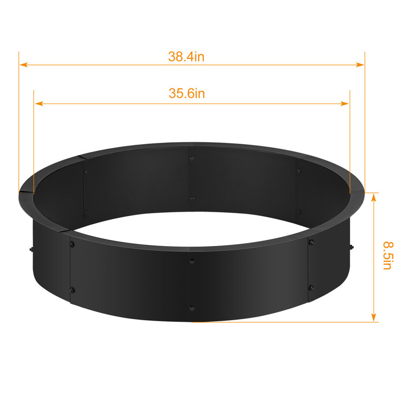 38.4In Large Fire Pit Ring, Heavy-Duty Steel Fire Pit Liner For Outdoor Camping, Backyard Bonfires