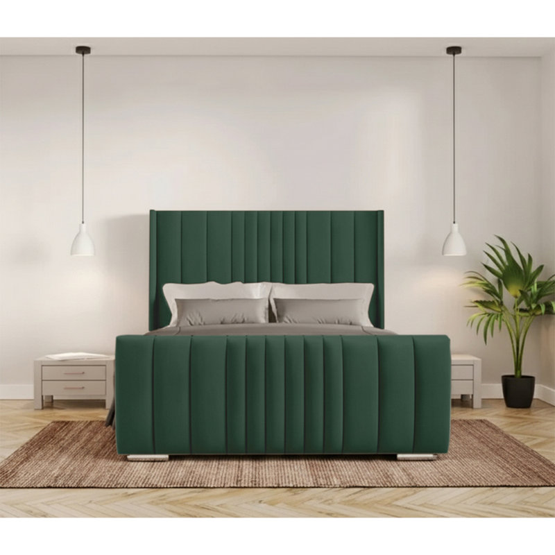 Schwamm Upholstered Bed Frame, Emerald, Small Double (4')