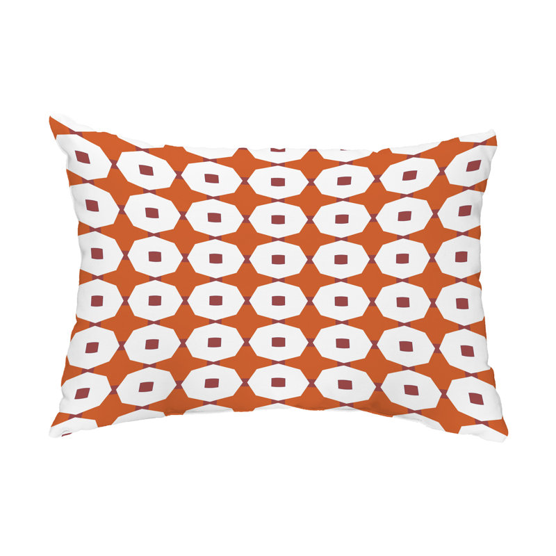 Geometric Outdoor Reversible Throw Pillow, Orange