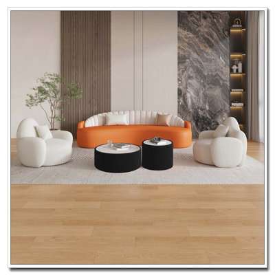 Table basse moderne en cuir fritté clair