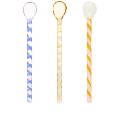 Hay Glass Spoons Spice - Set Of 3, Amber/light Pink/white