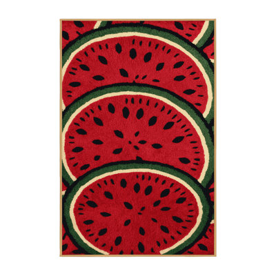 Washable Watermelon Seeded Fruits Area Rug
