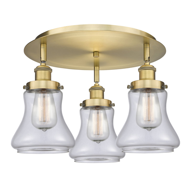 Bhanupriya Glass Flush Mount, Clear, Brushed Brass
