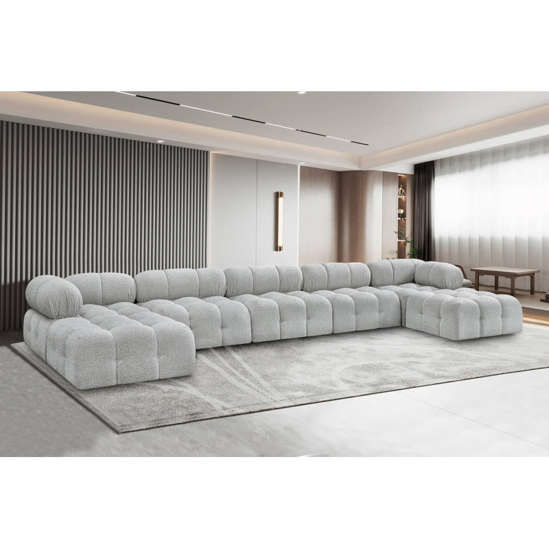 Canapé modulaire 170 po Ames, Tissu gris bouclé