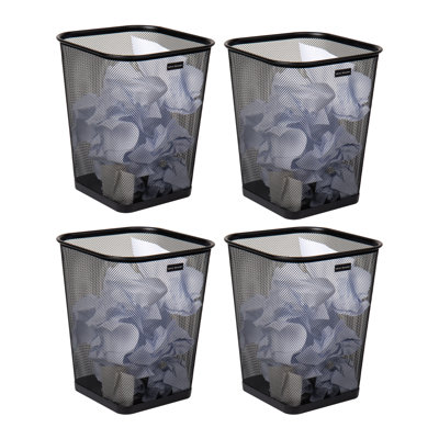 Mind Reader Waste Paper Basket, Square, Metal, 9.75"L x 9.75"W x 12.25"H, 4 Pack