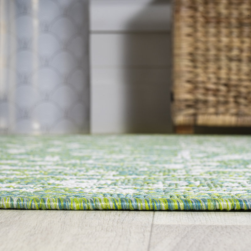 Tapis d'intérieur / extérieur crème / vert Massimo Bohemian Medallion, Rectangle 5 pi 3 po x 7 pi 7 po