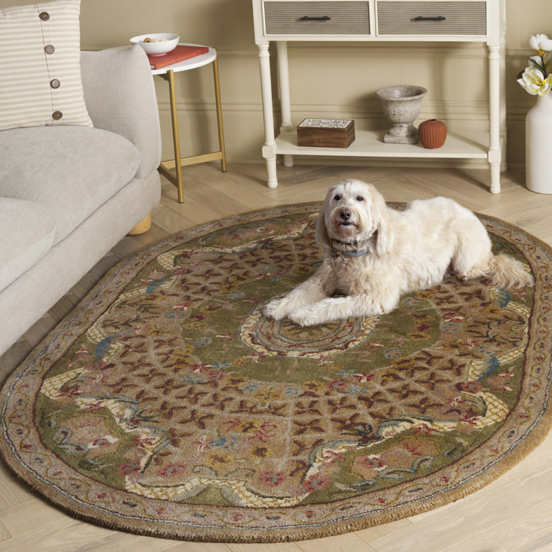 Tapis oriental en laine touffeté à la main Allister, Ovale 4 pi 6 po x 6 pi 6 po