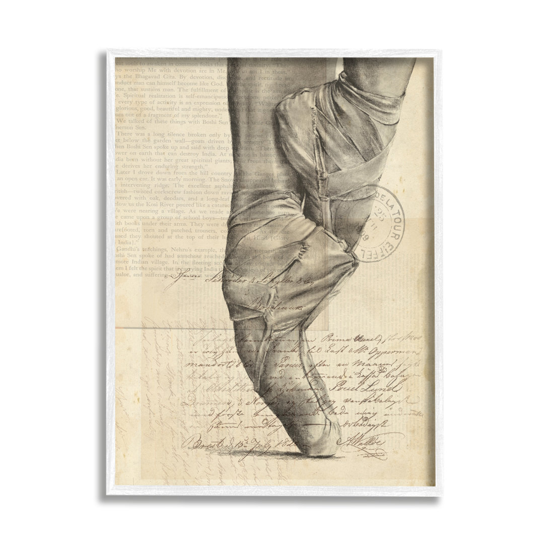 " Ballerina Ballet Slippers Monochrome Vintage Collage " by Jennifer Paxton Parker Stupell Industries 