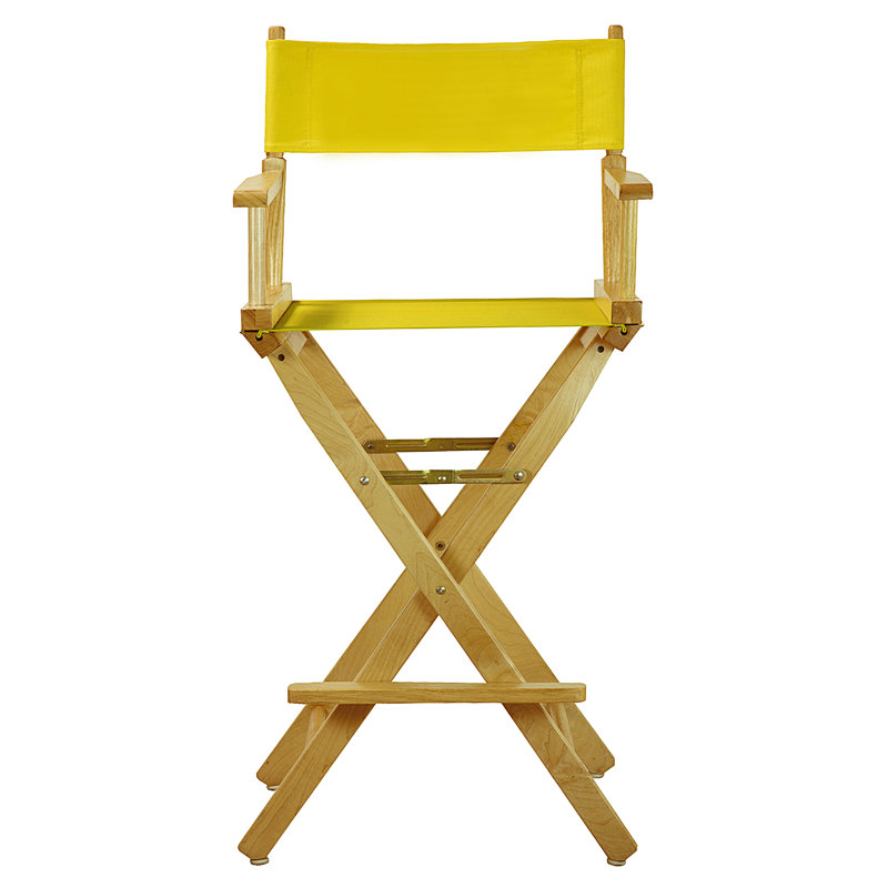 30" Folding Director Chair with Canvas, Natural, Yellow