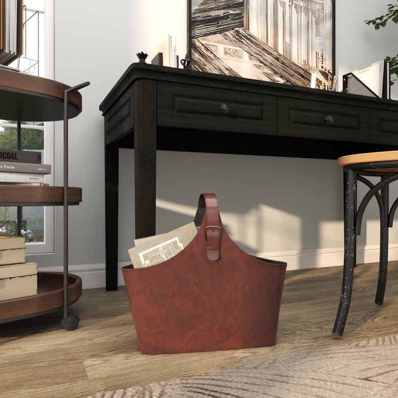 Alline Leather Magazine Rack, Brown