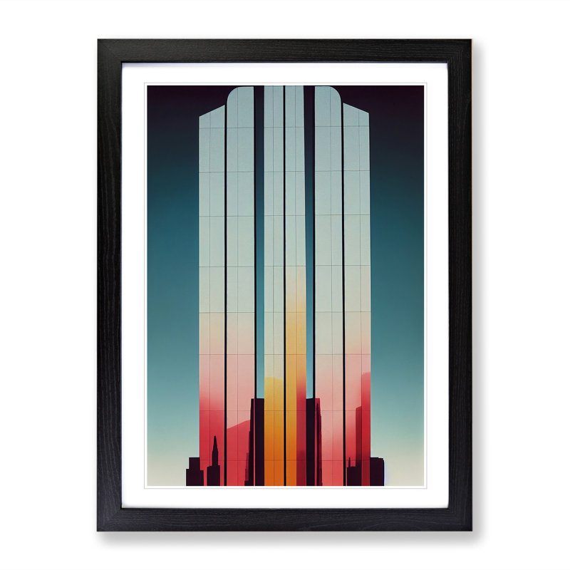 Futuristic City Architecture No.2 Skyscraper - Single Picture Frame Print, 64cm H x 46cm W x 2cm D, Black