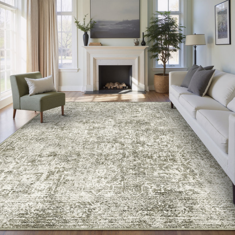 Ladonya Versatile Elegance Machine Washable Area in Beige, Rectangle 8' x 10'