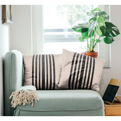 Striped 100% Cotton Throw Square Pillow Cover