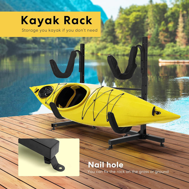 Kayak Rack For Outdoor Storage, Kayak Storage Rack Adjustable Freestanding Kayak Rack Stand Holder For Paddleboard Surfboard For Indoor Outdoor - View #5