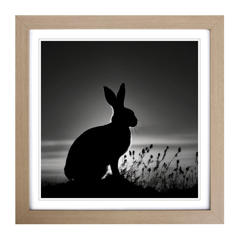 Rabbit Silhouette - Framed Print, Oak