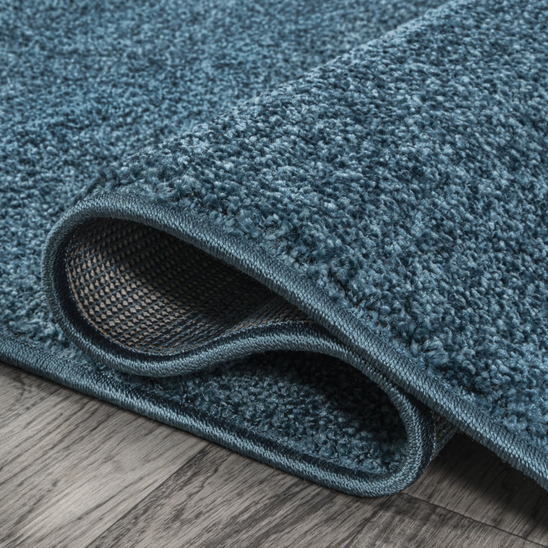 Asalah Solid Low-Pile Turquoise Rug, Runner 2' x 12'