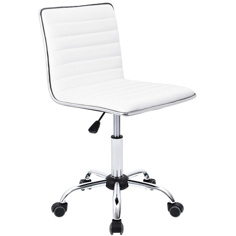 Kaycee Faux Leather Mid Back Swivel Computer Task Desk Chair, White