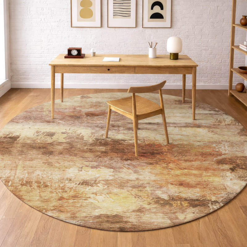 Machine Washable Indoor/Outdoor Chantille ACN2881 Abstract Rug, Paprika, 8' Round