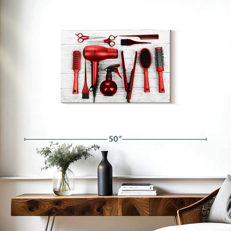 Shuttleworth Hair Salon Red Tools, 20" H x 30" W