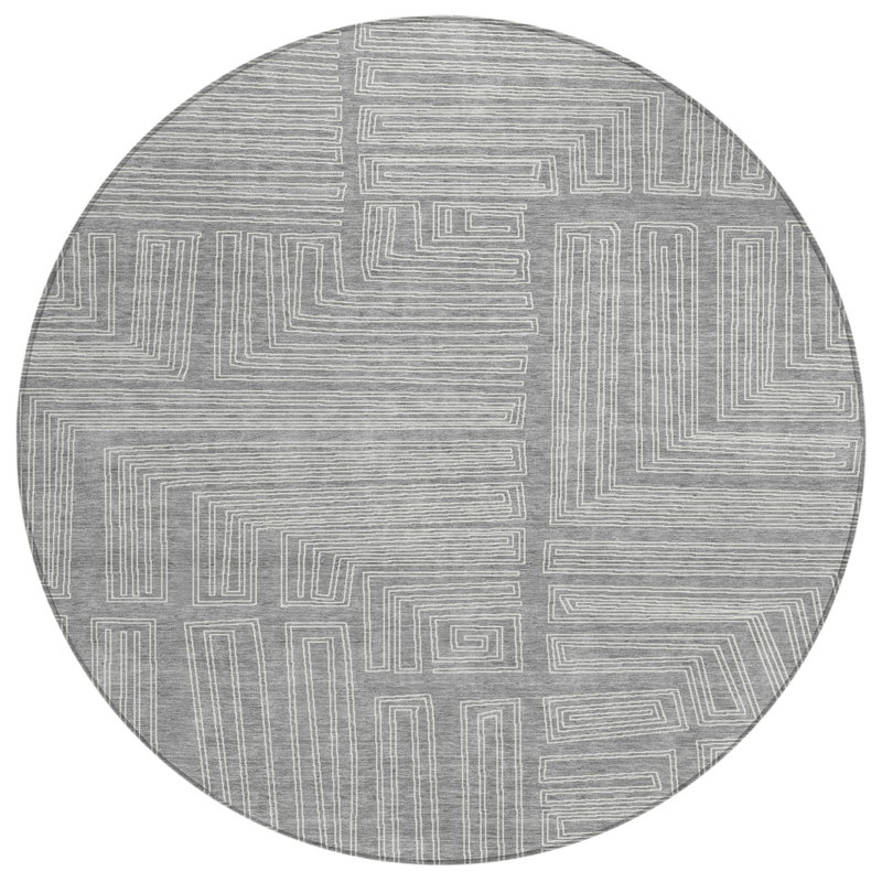 Tapis d'intérieur rond lavable géométrique 8 pi HomeRoots