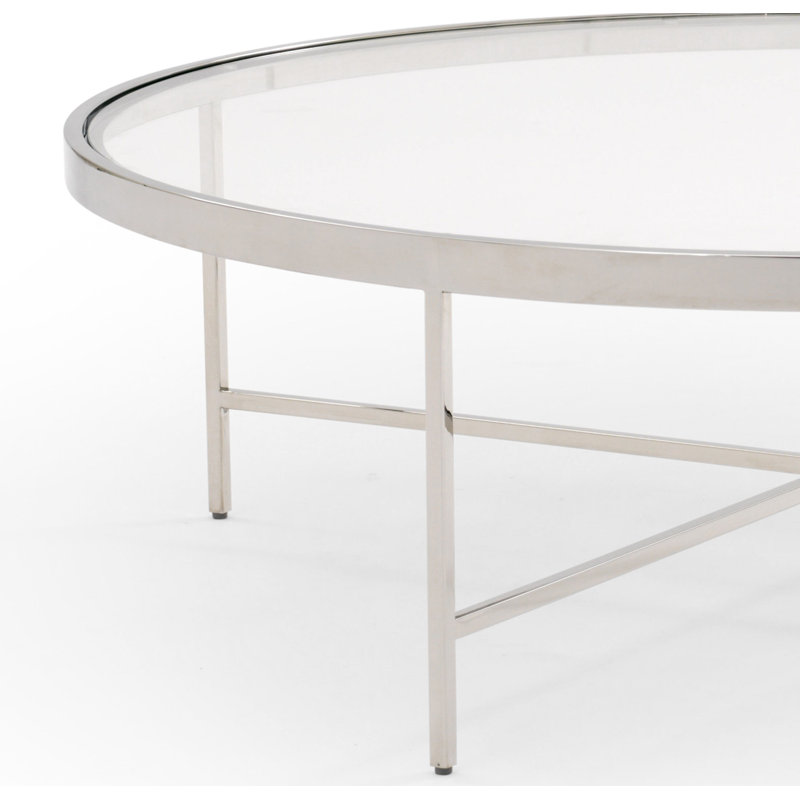 Vienna Large Round Coffee Table - Glass Top, Polished Stainless Steel