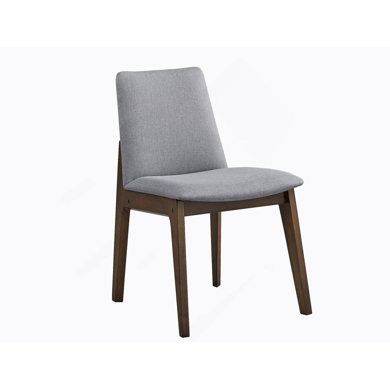 Ensemble de 2 chaises d'appoint Kaela en tissu gris clair et finition noyer, Gris clair
