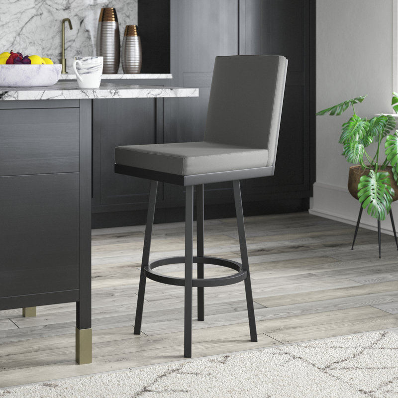 Tabouret de bar Aloysia, Noir, Tabouret de comptoir (siège d'une hauteur de 26 p