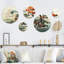 «Vintage Japanese Lake Scenery I - Abstract Landscape», ensemble d'art mural rond sur 5